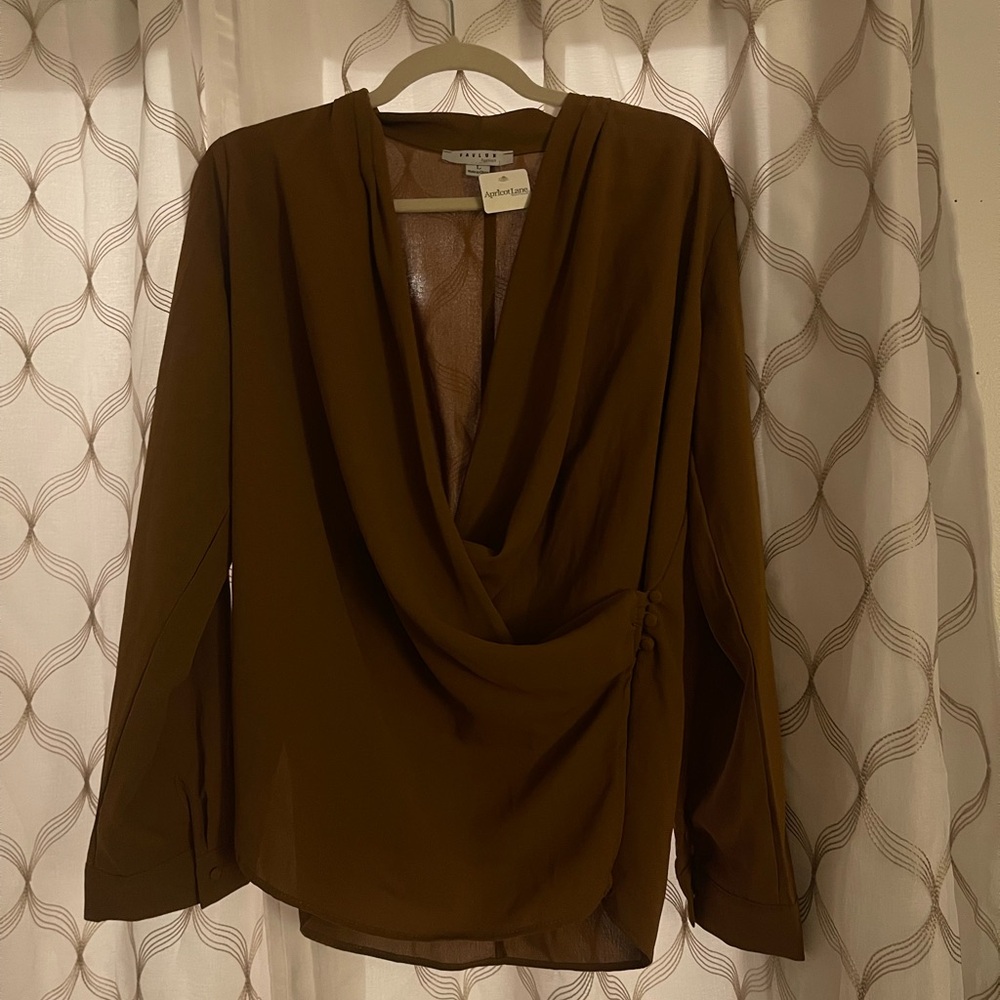 FAVLUX Chocolate Draped Blouse